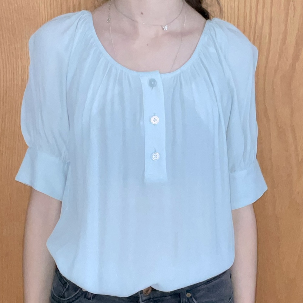 JCrew Flowy Light Blue Blouse